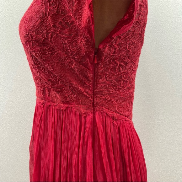 Intimately Free People Red Lace Maxi Dress Deep V-Neck Size XS - Picture 6 of 6
